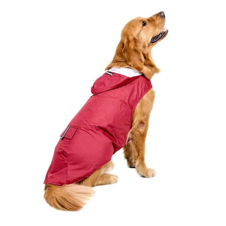 Reflekterende hunderegnfrakke regnfrakke regntøj med snorhul til mellemstore og store hunde(5XL rose rød)