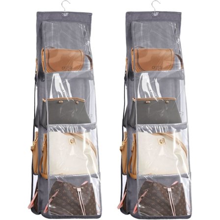 Hengende veskeoppbevaring 2 stk, 8 roms gjennomsiktig veske S