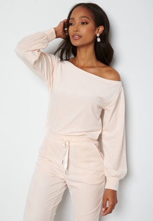 Bubbleroom - Milia supersoft velvet sweater - Light pink - Kläder