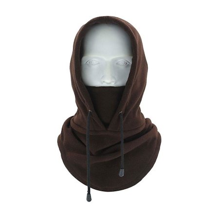 Vuxen Polar Fleece Huva Snood Balaclava Vintervärmare Skidmössa Halsduk Mask Kaffe
