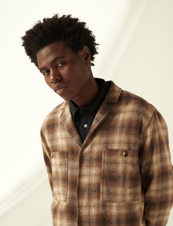 Rue de Tokyo Cosimo Japanese Wool Check - Brown - XL