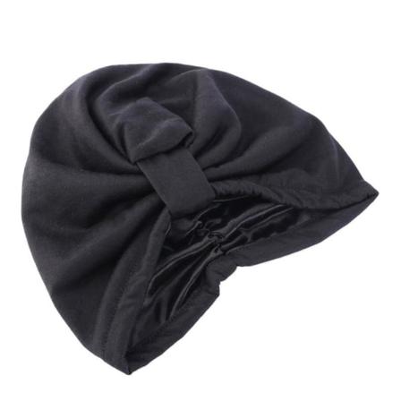 Turban Med 2 Lager Hijabi Satin Bomull Flera Färger Black One Size