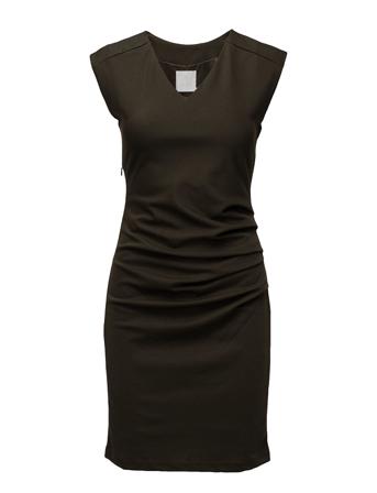 India V-Neck Dress Knælang Kjole Grøn Kaffe