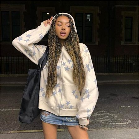 Naisten collegepaidat Vintage Fashion Takes Graphic Zip Hoodie Jacket