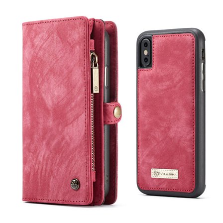 CASEME Detachable 2-in-1 Multi-slot Case for iPhone X / XS - Red