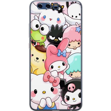 Yhteensopiva Puhelinkuori Huawei P10 Tiheä kuvio suloisia hahmoja, joilla on suuret silmät eri väreissä ja ilmeissä LABUBU-tekstillä