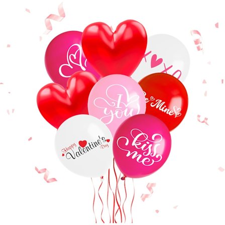 Happy Valentine's Day Ballonger 12 tum Jag Älskar Dig Rosa Ballonger Festdekorationer Röda Hjärtan, Hjärtformade Ballonger --16 st
