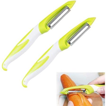 2 stk. Professionel lige skræller, grøntsagsskræller og frugtskærer, drejelig skræller, julienneskræller, kartoffelskræller, gulerodsskræller