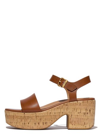 FitFlop | Platfforms Leather/Cork Heeled Ankle-Strap Sandals | 40