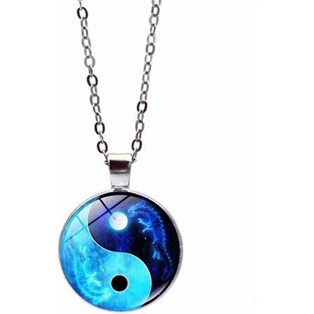 Yin Yang Tai Chi Halskæde med Glasvedhæng