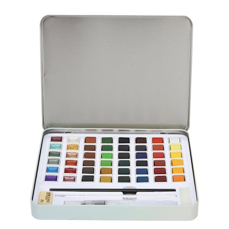 Solid Watercolor Paints Set 12 Pearlescent Colors Portable Painting Supplies with Iron Box 48 Colors