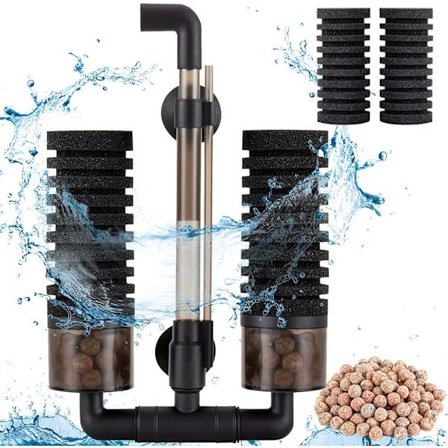 Akvariumfilter, Dubbel Svampfilter Under Vatten (S)