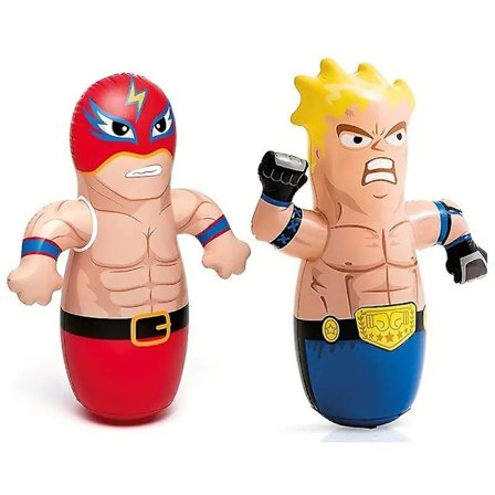 Bop Bag, Roly-poly Toy, Uppblåsbar Bouncer Leksak, Cartoon Play Boxning Dock Wrestler(Röd)