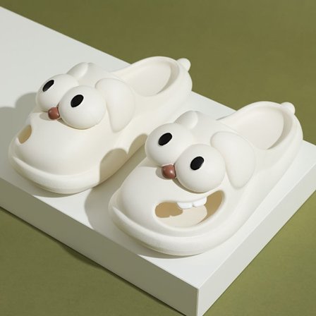 global Hot Rea Söta Big Eyes Dog Tofflor Tecknad Halkfria Tofflor