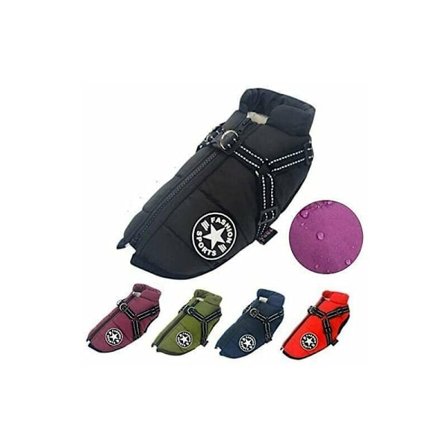 1 st Vattentät Hundrock med Sele Varm och Bekväm Hundkläder Maskintvättbar Reflextejp Design Hållbar D-Ring Svart XXL