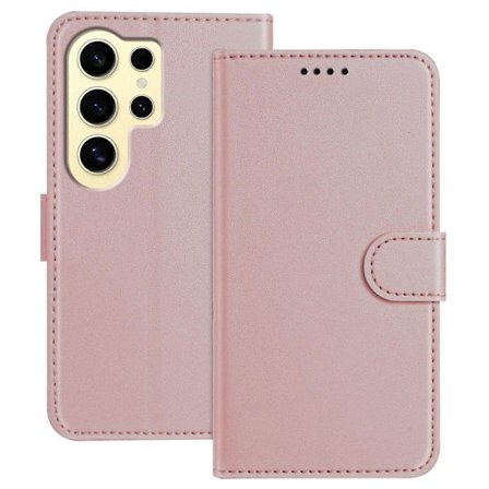 Lærveske med lommebok og stativ i solid farge, anti-fall telefondeksel for Samsung Galaxy S24 Ultra