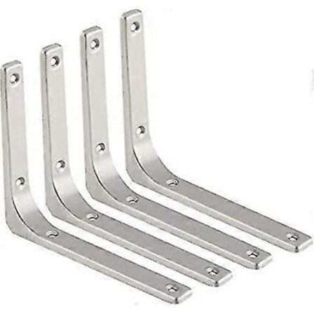 2 stk. Hyllebraketter i rustfritt stål Veggbraketter for hyller Hyllebærer Vinkelbrakett Kraftig L-brakett