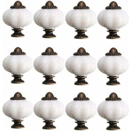 12 stk. skabsknapper 30mm Vintage skabsknapper i keramik med 12 skruer Hvid porcelænsskabsknap til skabsskuffe, - Perfet