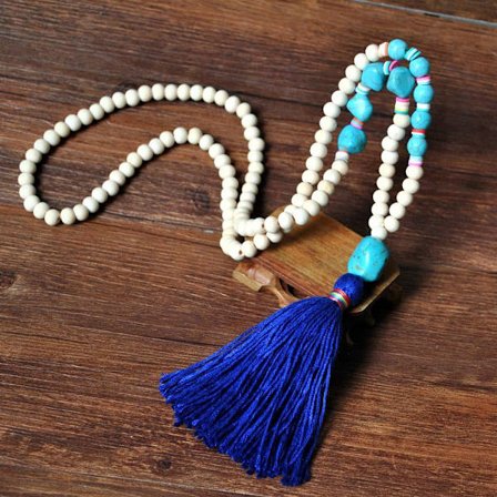 Rauhan riipus kaulakoru naisille Boho esteettinen tupsu puu