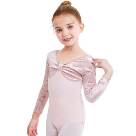 Balettkostym för flickor i guld sammet med långa ärmar