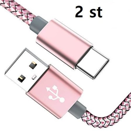 2 st 2 m top kvalitet USB-C färgade kabel