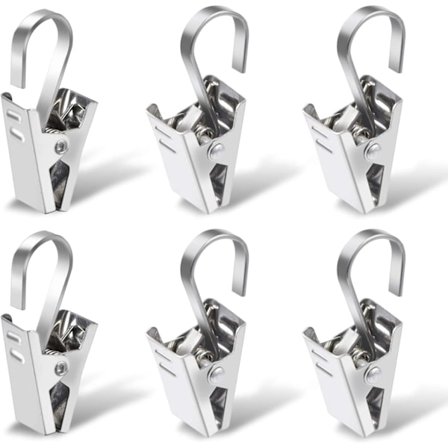 50 stk. gardinringe med clips i rustfrit stål