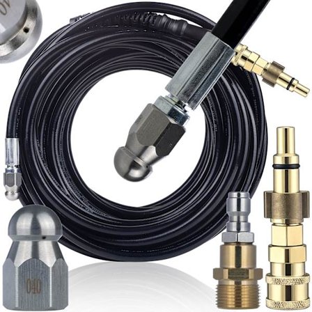 HydroJet Pro 20M Viemäriletku M22 + 1/4" Adapteri – 3+1 Suutin | 200 Bar | Yhteensopiva Lavor Vertigo, Parkside PHD kanssa