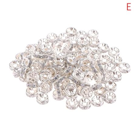 100 st Silver Gold Crystal Rhinestone Rone Spacer Beads DIY 5/7 sliver-7mm