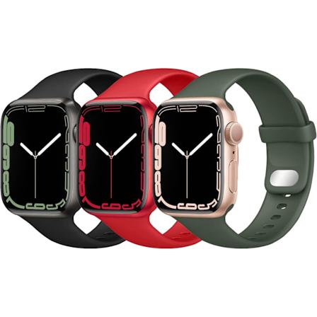 Yhteensopiva Apple Watch -hihnan kanssa Pehme urheilullinen silikoninen ranneke Musta/Punainen/Kyproksen vihre Svart/R d/Cyperngr n 42/44/45 mm
