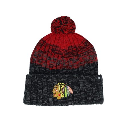 47 Brand - NHL Svart pom Lue - Chicago Blackhawks Cascade 47 Cuff Beanie Black/Red Pom @ Hatstore
