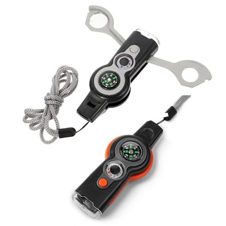 Nødfløyte, 7 i 1, Multifunksjonelt kompass, 2 stykker, Multiverktøy sikkerhetsfløyte for utendørs bruk