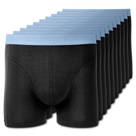 XXL - FreeFeel | Lot de 10 boxers noirs en bambou avec ceinture élastique bleu clair pour hommes