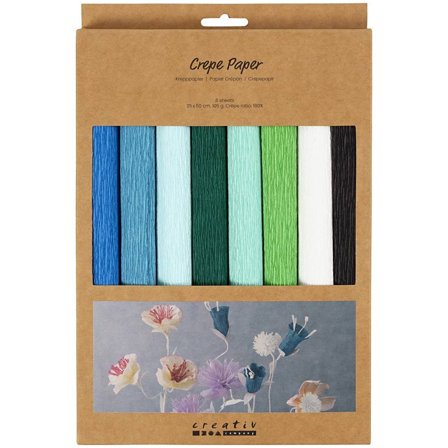 Creativ Company Papier Crépon Mélange de couleurs sarcelle 8 Filles