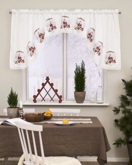 Gardinbue med julemotiv af Julemanden og hans venner Hvid - Linea