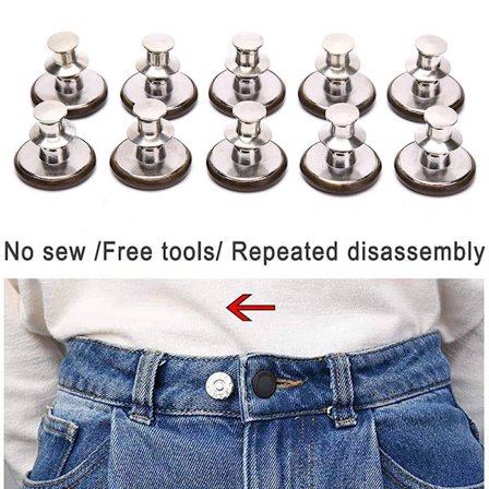 10st Pins för Jeans Instant Jean Button Pins för byxor Byt ut 10st