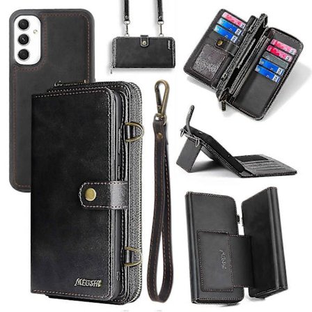 For Samsung Galaxy A54 5G Avtakbart 2-i-1 Telefonlommebokdeksel Stativ Multifunksjonsbeskyttelse Svart Samsung Galaxy A54 5G