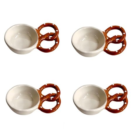 Særpræget keramisk brød brun pretzel dyppeskål sæt: Opvaskemaskine sikre sauceskåle til hjemmespisning, servering til fester og kreativt krydderi