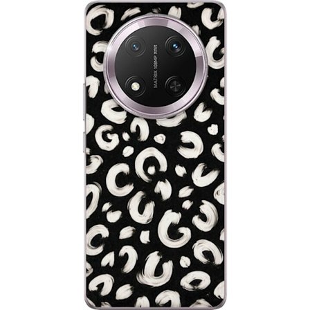 Kompatibelt Mobilskal till Honor Honor Magic7 Lite Grafisk leopardkänsla i svart och vitt