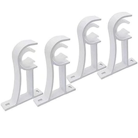 Sæt med 4 gardinstangbeslag, hvide gardinstangbeslag