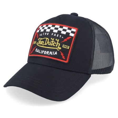 Von Dutch - Noir trucker Casquette - Kids Live Fast Black/Red Trucker @ Hatstore