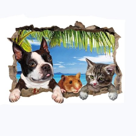 1 kpl 3D Stereoskooppinen Eläin Seinätarra Makuuhuoneen Koristelu