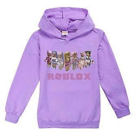 9-14 År Børn Drenge Piger Roblox Trykt Sweatshirt Hoodies Trøje Topper Julegaver (9-10 År Lilla)