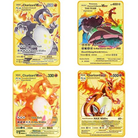 Charizard Vmax Metallkort - 4 stk. Ultra Rare Kort Metallkort V-kort/vmax/ex/dx Samlerkort - Gaven til samlere