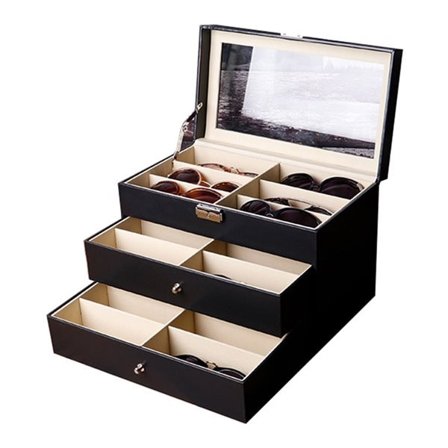 Säilytyslipas 18 aurinkolaseille Musta