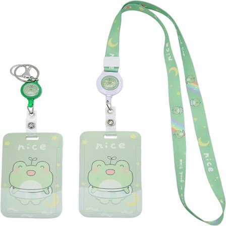 Cute Frog Retractable Lanyard ID Badge Holder Kawaii
