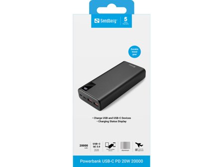 Sandberg Powerbank USB-C PD 20W 20000mAh