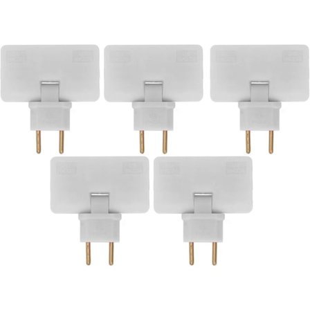 5 stk. flad stikkontakt trådløs stikkontakt 180 graders rotation 1 til 3 EU stikkontakt adapter 110-250V til placering bag møbler.