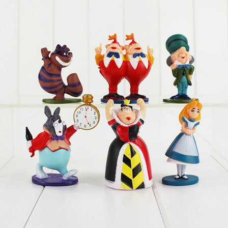 Alice i underlandet Set med 6 figurer Toy Cake Toppers Party Bag Filler