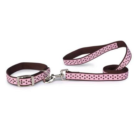 Pastel Polka Dot Koppel Rosa - Textilkoppel, Rullkoppel, Draglinor, Läderkoppel, Långlinor, Flexikoppel på Doggie.se