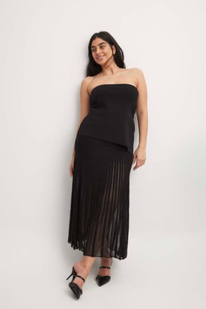 NA-KD Knitted Slit Detail Tube Top - Sommersæt - Sort - M